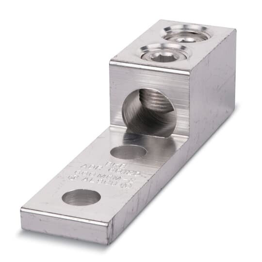 ADR60-12D Blackburn Type ADR-ALCUL Dual Rated Mechanical Connector, 2 AWG to 600 kcmil Aluminum/Stranded Copper Conductor, 1/2 in Stud, 2 Bolt Holes, Aluminum