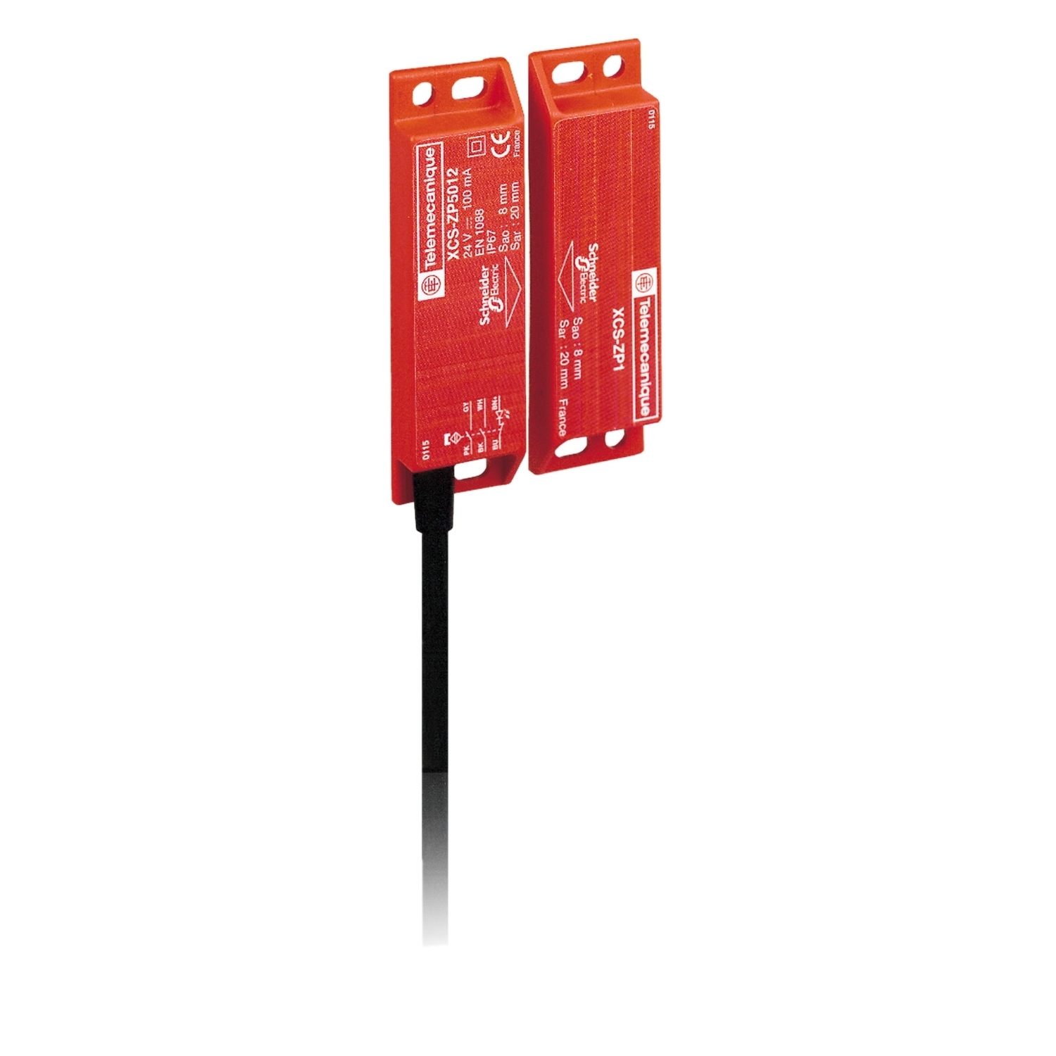 XCSDMP7005 Preventa 3-Direction 3-Pole Non-Contact Standard Safety Interlock Switch, Coded Magnetic Actuator, 100 mA at 24 V DC Contact, 1NO-2NC Contact, Rhodium Contact
