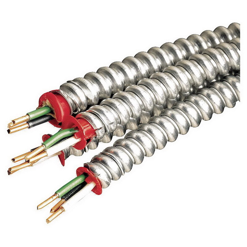 MC Armorlite Cable, 6 AWG, 2 Conductors, Stranded, 125 Foot Coil