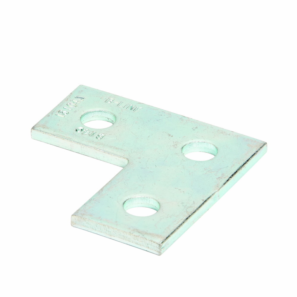 B140HDG Flat Corner Plate, 3 Holes, 3-1/2 in L x 3-1/2 in W x 1/4 in THK, Strip Steel