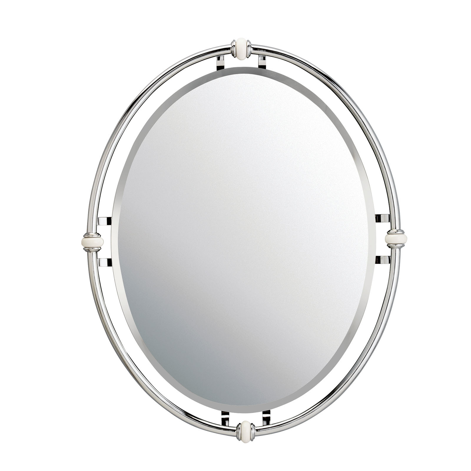 41067CH Pocelona Transitional Wall Mount Mirror, Oval Shape, 30 in L x 24 in W, Polished Chrome, Import