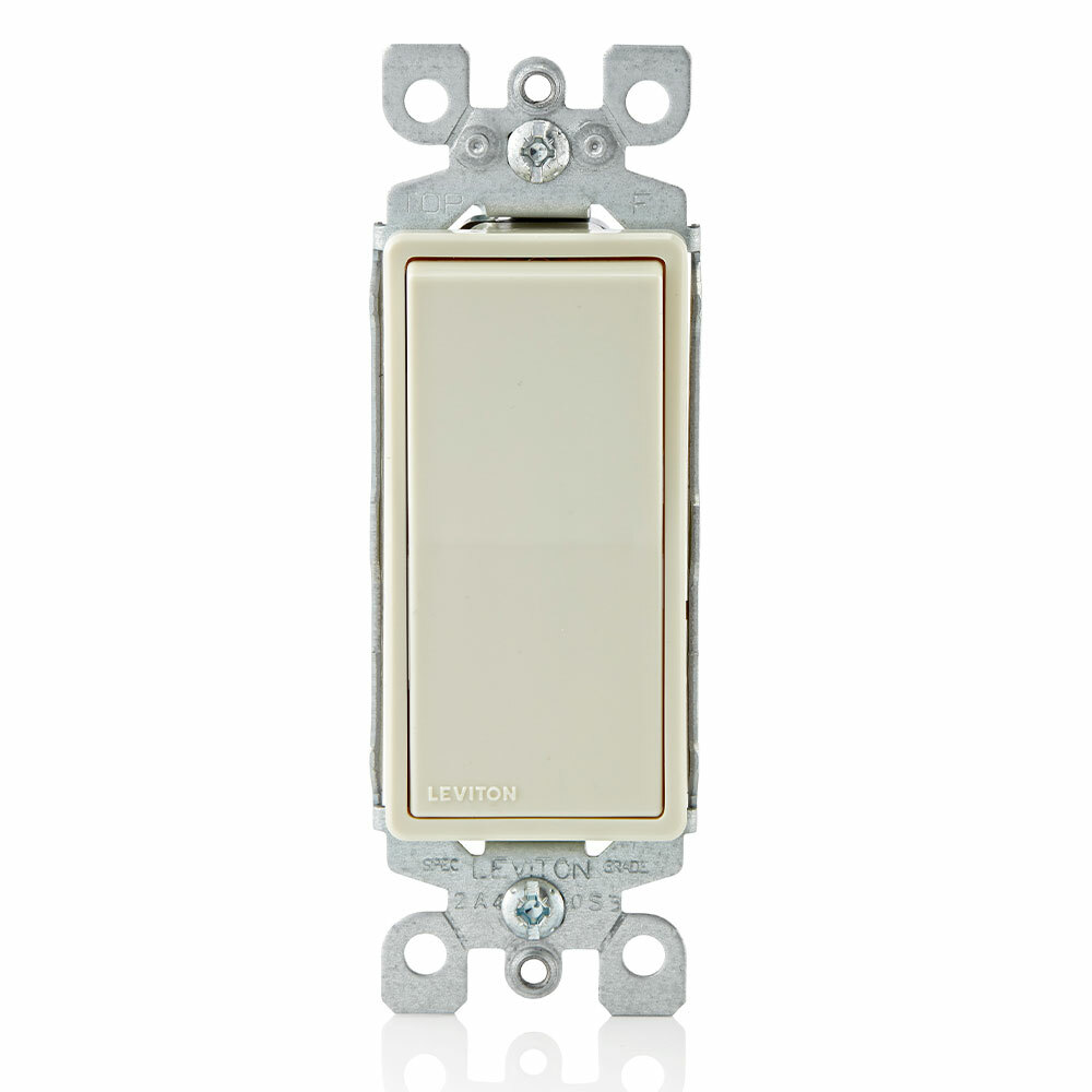 5601-2T Decora Grounding AC Quiet Switch, 120/277 V AC, 15 A, 1/2 hp, 2 hp Power Rating