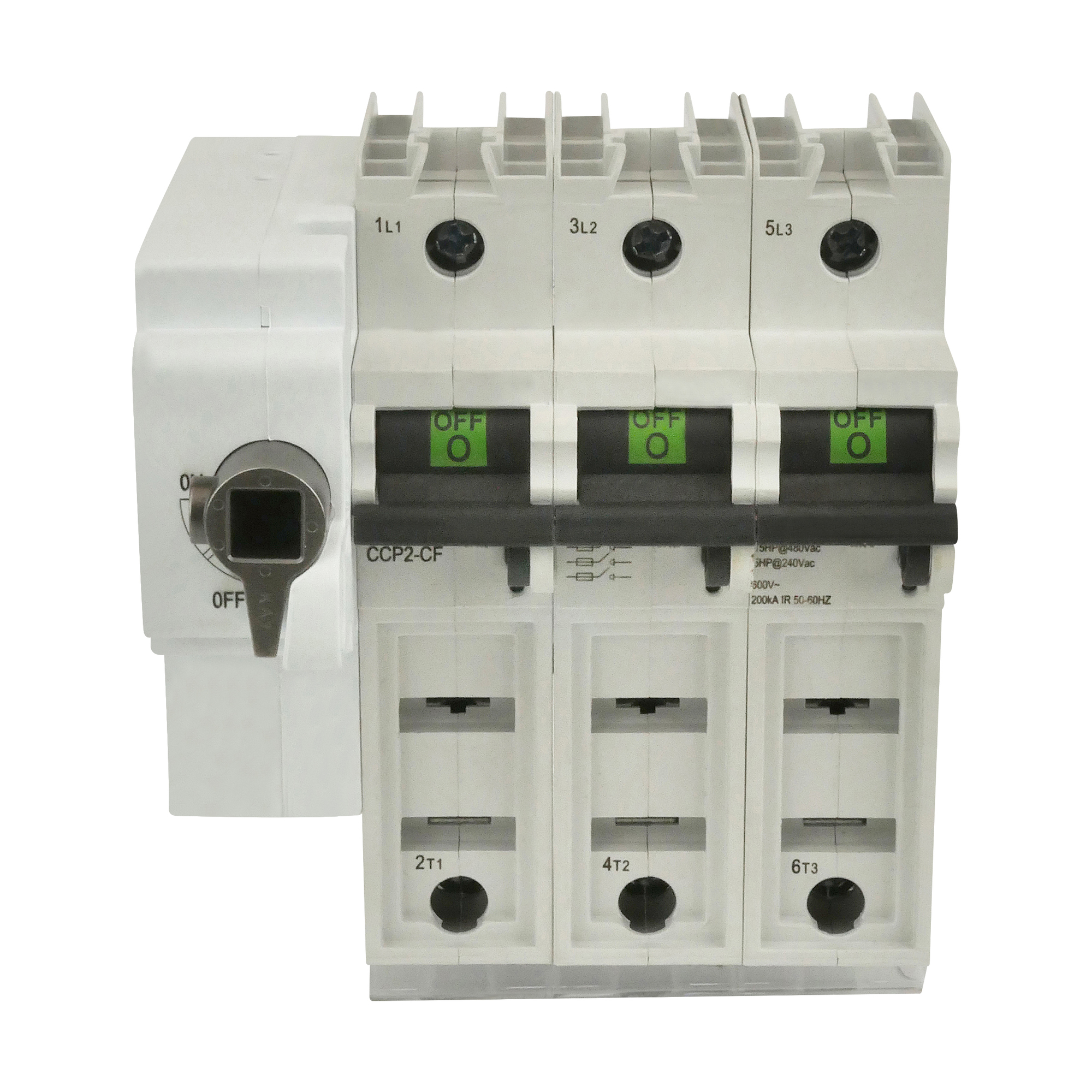 CCP2RL-3-60CF Left Front Compact Circuit Protector Disconnect Switch, 600 V AC/125 V DC, 225 A, 3 Poles, Class CF Fuse