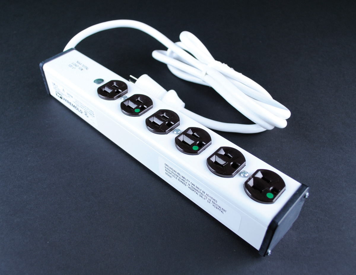 ULM6-15 Multi-Outlet Power Strip, 120 V AC, 15 A, 6 Outlets, 15 ft L Cord, Snap-Fit Mount