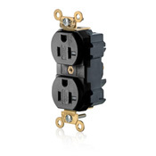 M5362-SGE Lev-Lok 1-Phase Duplex Extra Heavy Duty Tamper Resistant Straight Blade Receptacle, 125 V AC, 20 A, 2 Poles, 3 Wires, Black