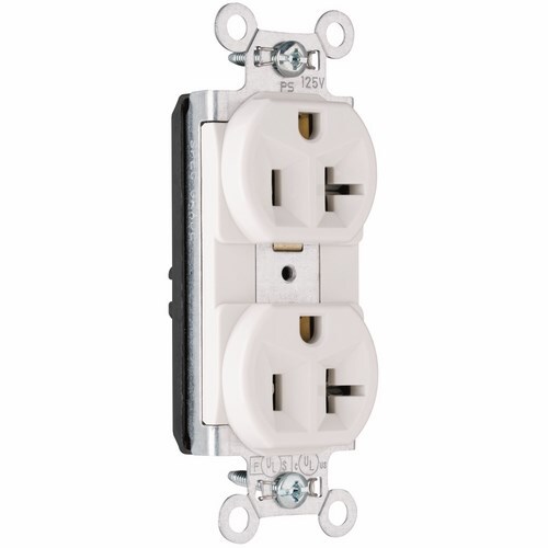 PT5362W PlugTail 20 Amp 125V Spec-Grade Duplex Receptacle, White
