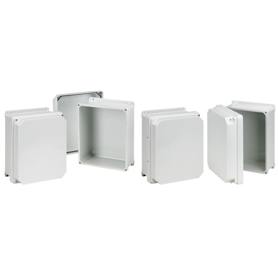 RHJ1008HWLG HJ Series Enclosure, 11.31 in L x 9.31 in W x 6.93 in D, NEMA 4X NEMA Rating, Fiberglass