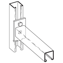 B293A-18ZN Channel Bracket, 1 Hole, 18 in L x 1-5/8 in W x 1/4 in THK, Steel