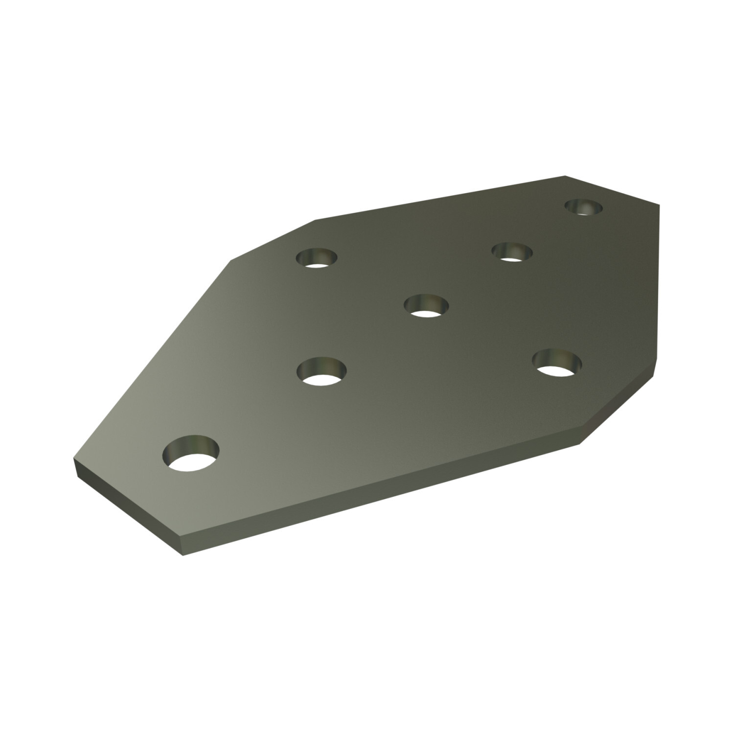 P1950-EG Channel Flat Plate Fitting, 7 Holes, 9-1/8 in L x 1-5/8 in W x 1/4 in THK, HRPO Steel