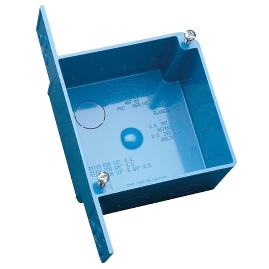 A52171E Carlon ENT Flexible Raceway Outlet Box, PVC, 30.3 cu-in Capacity, 2 Gangs, 7 Knockouts, 4 in H x 4 in W x 2-3/8 in D