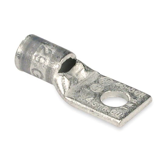 54139 Color-Keyed 54100 1-Hole Non-Insulated Compression Lug With Peep Hole, 4 AWG Copper Conductor, Die Code: 29, 5/16 in Stud, Copper