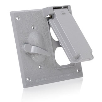 WM2SD-GY Outlet Box Cover, 4.71 in L x 4.61 in W x 0.93 in D, Weatherproof Cover, Aluminum