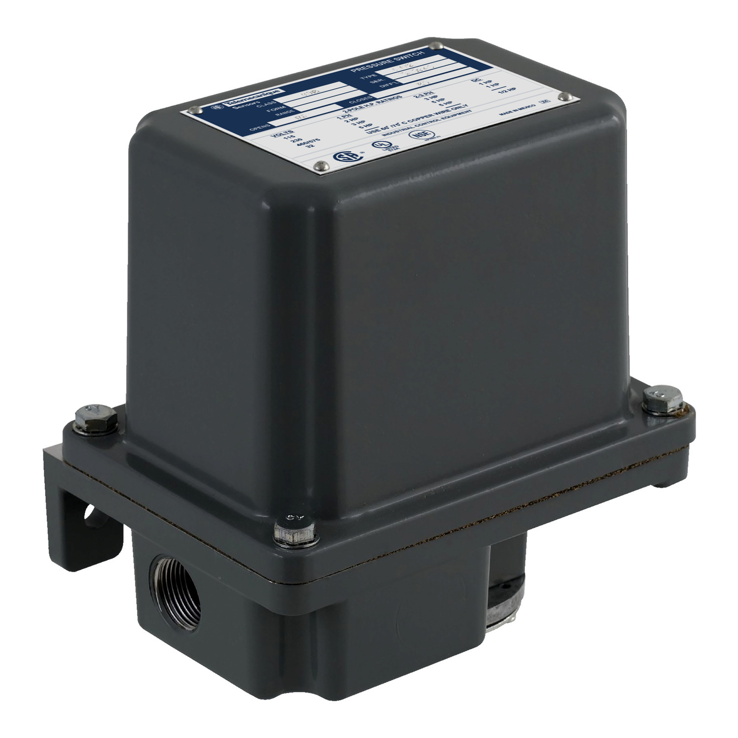 9013GHW2J99 Pumptrol Type G Electromechanical Pressure Switch, 35 to 150 psig Pressure, 2NC DPST-DB Contact, Screw Clamp Connection