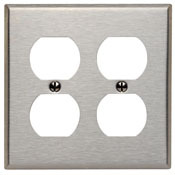 84016 Standard Size Wall Plate, 2 Gangs, 4.562 in W x 4.5 in H, 430 Stainless Steel