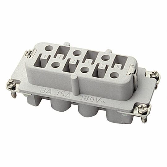 FS106C Pos-E-Kon C Series High Current Terminal Insert, 6 Positions, 20 to 10 AWG Wire, Female Screw Connection, Glass Filled Thermoplastic