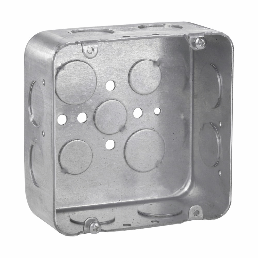 TP554 TP Drawn Outlet Box, Steel, 42 cu-in Capacity, (13) Knockouts, 4-11/16 in H x 4-11/16 in W x 2-1/8 in D