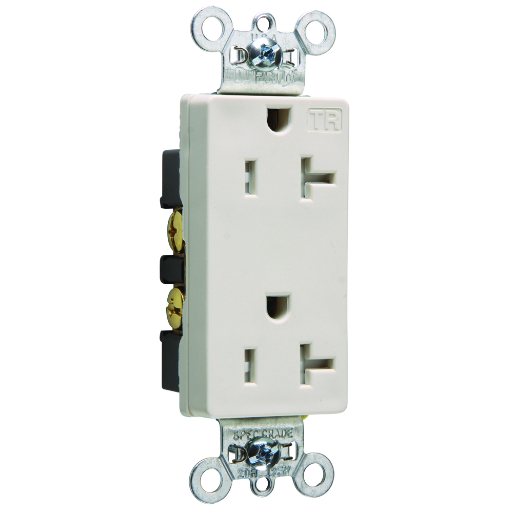 TR26362LA 20 Amp 125V  Decorator Duplex Receptacle, Back and Side Wire, Light Almond