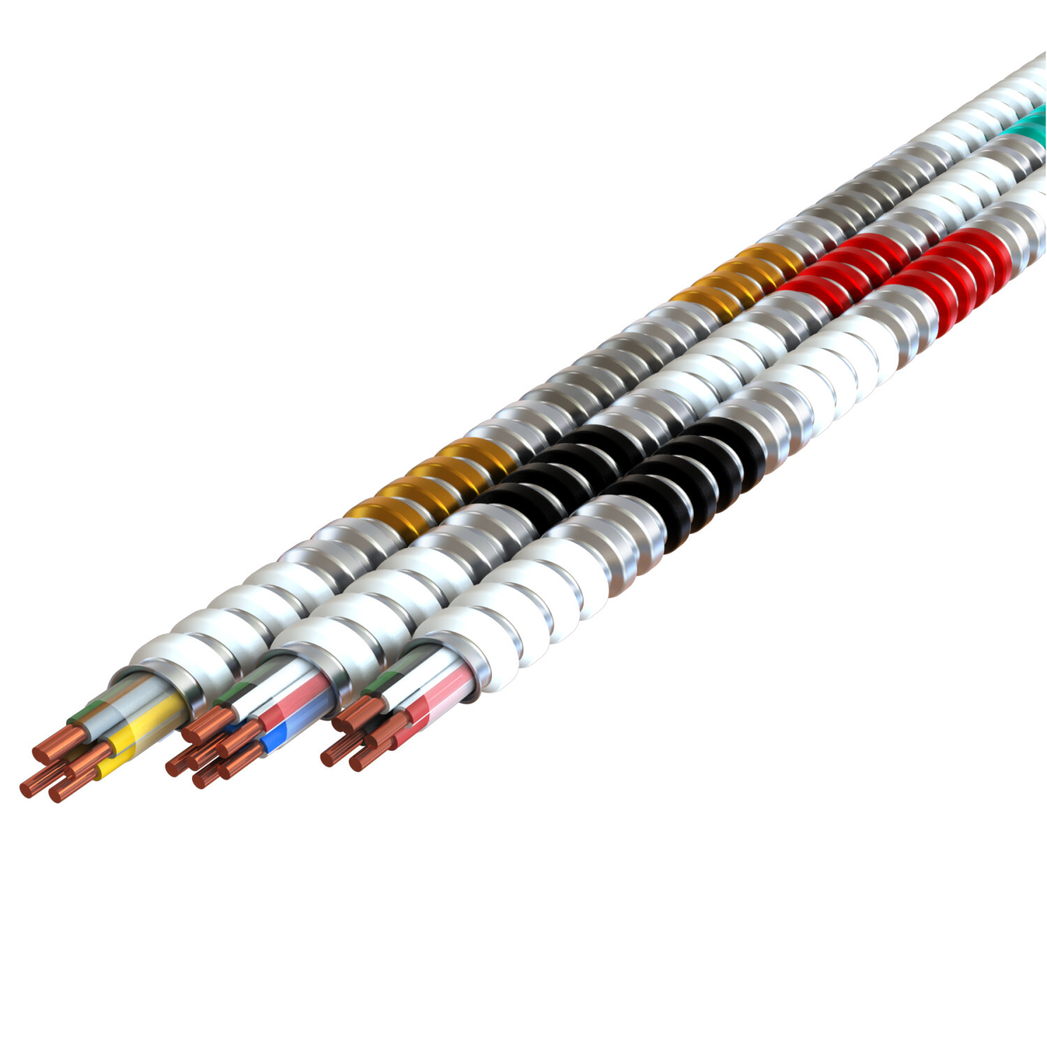 3904-42-00 MC-Plus Lite Type MC Traditional Neutral Per Phase Cable With Grounding and Neutral Conductor, Coil Packaging, 600 V AC, (4) 12 AWG Solid Copper Conductor, 250 ft L
