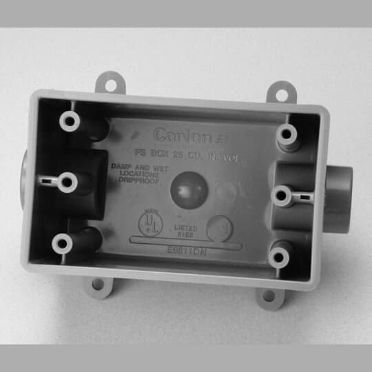 E9811FN Carlon Type FDC Deep Style Non-Metallic Rigid Device Box, 25 cu-in Capacity, 1 Gangs, 2 Outlets, 1 Knockouts, 4.54 in L x 2.8 in W