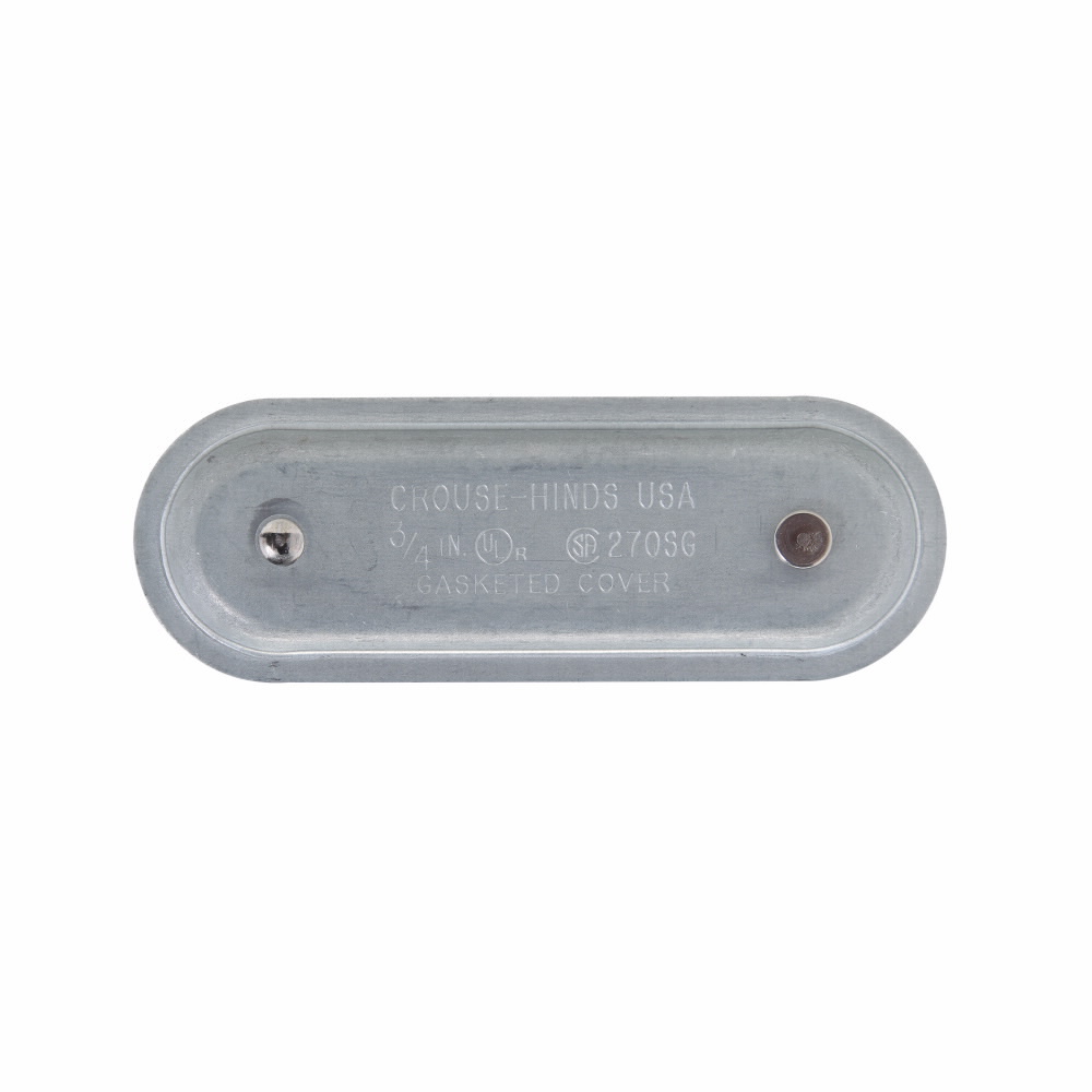 270SG Condulet Snaptight From 7 Cover With Integral Gasket, 3/4 in Hub, For Use With Rigid Conduit, Sheet Steel, Electro-Galvanized/Aluminum Acrylic Painted