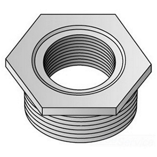 323-R Type 300R Hex Reducing Bushing, 1 x 1/2 in Trade, Malleable Iron, Zinc Electroplated