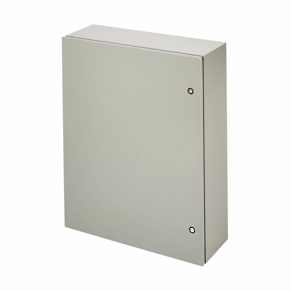 Eaton B-Line series wall mounted panel enclosure,24" height,6" length,24" width,NEMA 4,Hinged cover,SD enclosure,Wall mount,Medium single door,Thru holes,optional external mounting feet,Carbon steel,Seamless poured in-place gasket