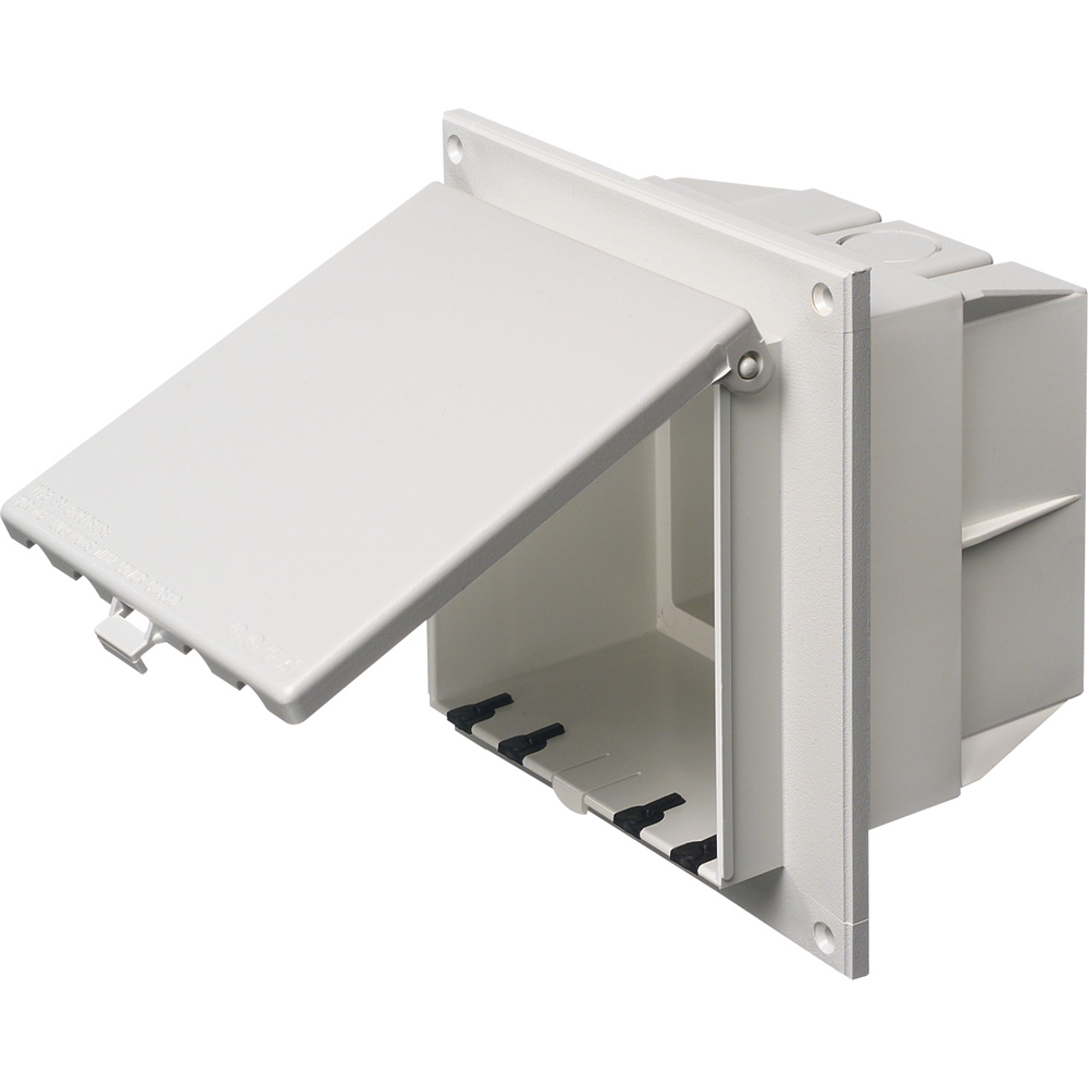DBVR2W InBox DB Series 1-Piece Low Profile Electrical Box, Plastic, 22 cu-in Capacity, 2 Gangs, 7.159 in L x 6.888 in W x 5.142 in D