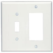 80605-W Decora Midway Size Combination Wall Plate, 2 Gangs, 4.94 in W x 4.875 in H, Thermoset, White
