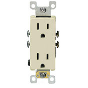 5325-ST Decora Duplex Self-Grounding Straight Blade Receptacle, 125 V AC, 15 A, 2 Poles, 3 Wires, Light Almond