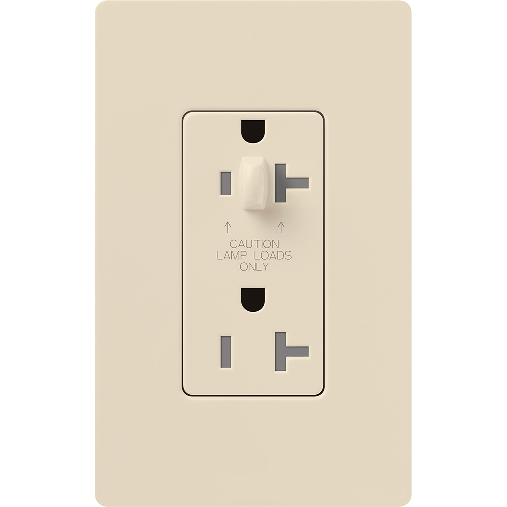 CAR-15-HDTR-LA Claro Half-Dimming Tamper-Resistant Duplex Receptacle, Decorator-Style Outlet, 15 Amp, Gloss, Light Almond