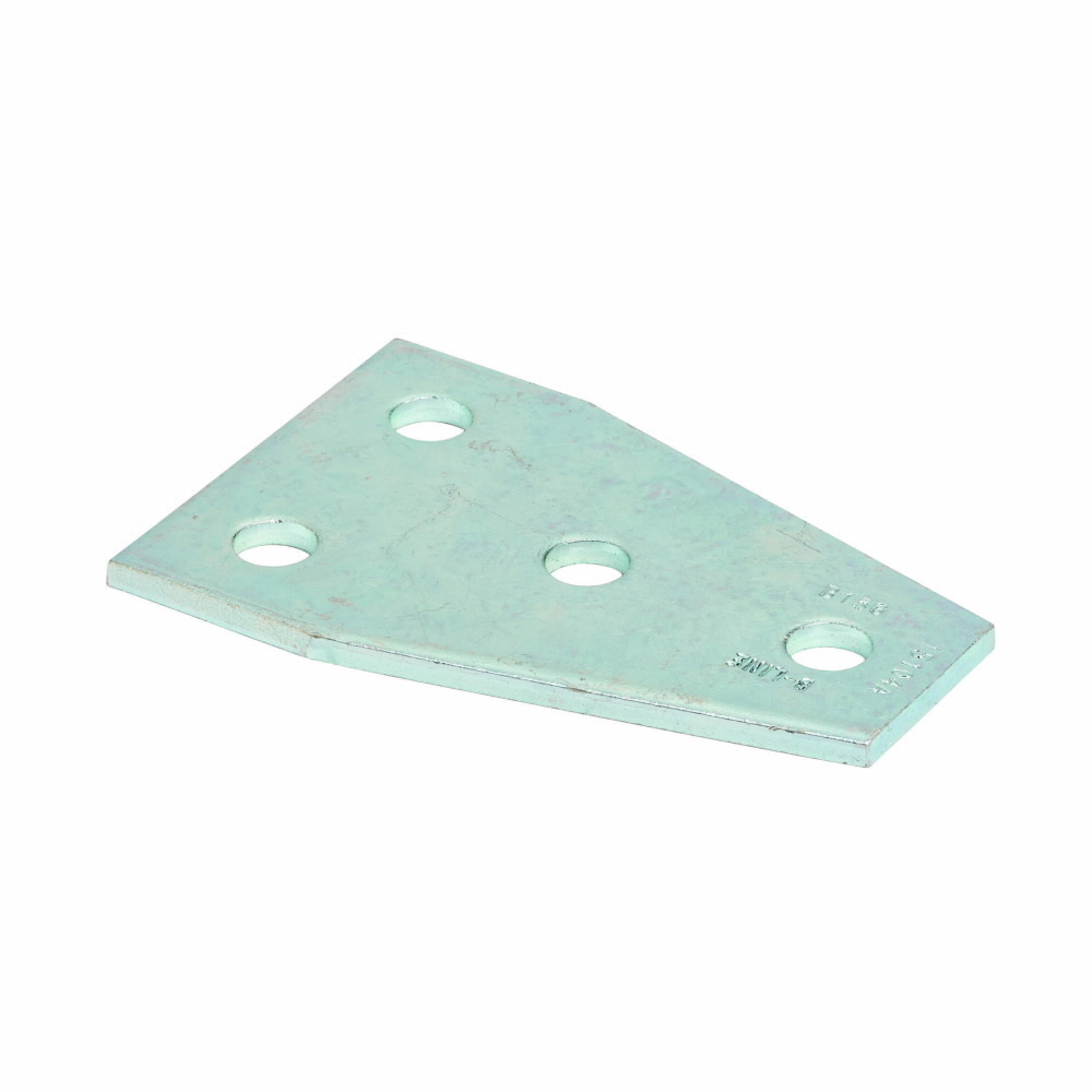 B136ZN Flat Tee Gusset Plate, 4 Holes, 5-3/8 in L x 3-1/2 in W x 1/4 in THK, Strip Steel