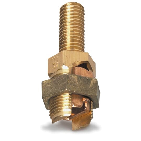 SP3SL Blackburn EZ-Ground Type SP Long Stud Non-Insulated Mechanical Service Post Connector, 1 Conductors, 10 to 3 AWG, 10 to 2 AWG Conductor, 3/8-16 x 1-1/8 in Stud, Bronze Alloy/Copper
