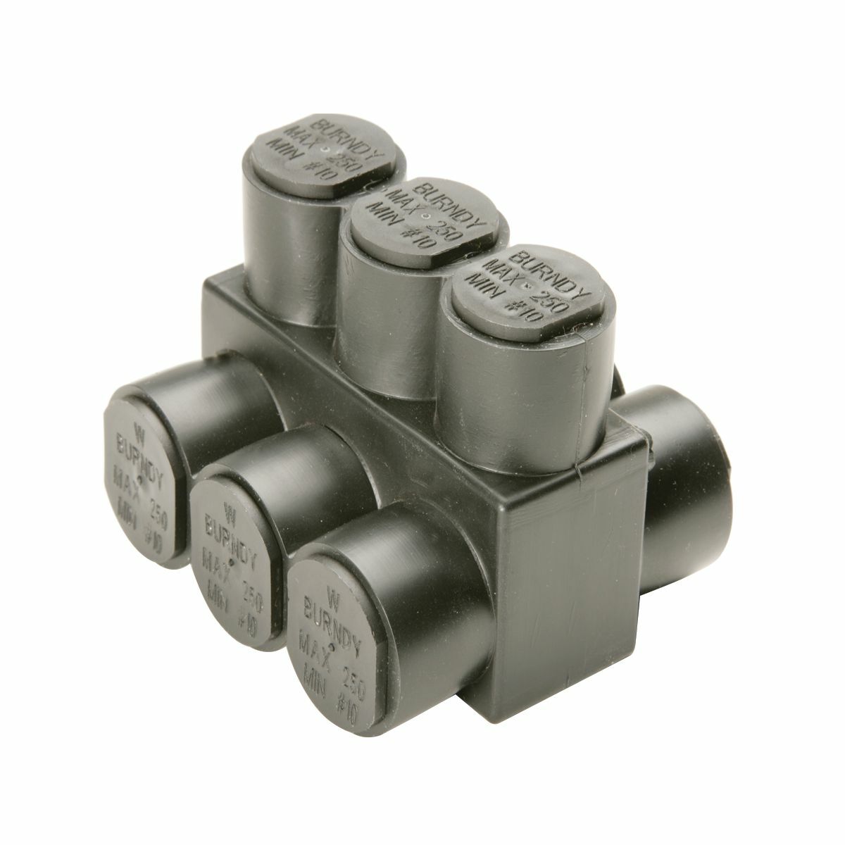 1PL2503 3-Port 1-Sided Entry Multi-Port Distribution Connector, Aluminum/Copper/Stranded Conductor, 10 AWG to 250 kcmil Run/Main, Aluminum