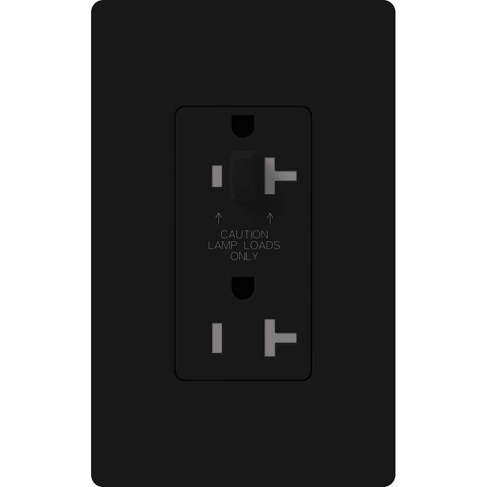 CAR-15-HDTR-BL Claro Half-Dimming Tamper-Resistant Duplex Receptacle, Decorator-Style Outlet, 15 Amp, Gloss, Black