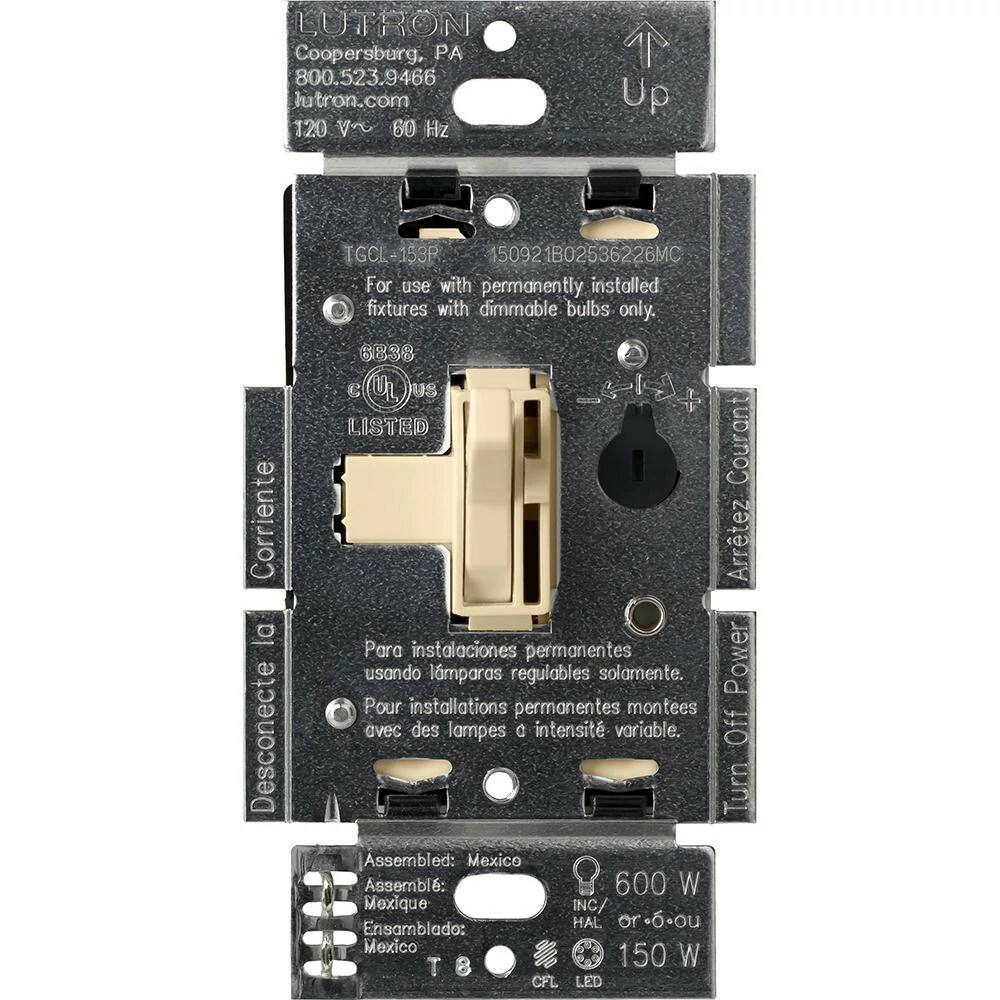 AYCL-153P-IV Ariadni LED+ Dimmer Switch, 150W LED, 1 Pole/3-Way, No Neutral Required, 120V, Ivory