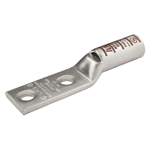 CLWD-3/0-12-134 SureCrimp CLWD 2-Hole Lug Compression Connector Sight Hole With Sight Hole, 2 to 3/0 AWG Flex Copper Conductor, Die Code: ILD-50, 1/2 in Stud, Tin Plated Copper