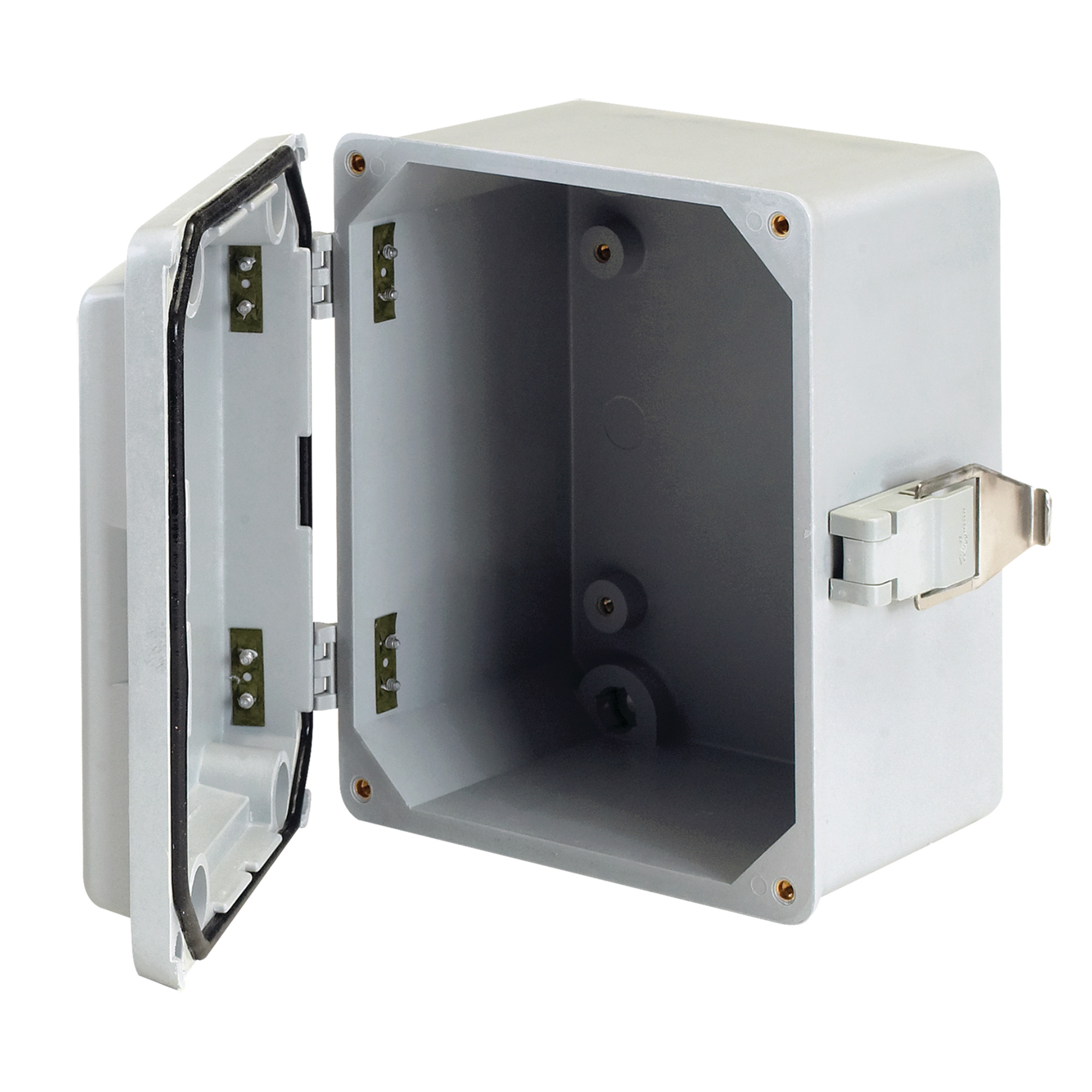 A645JFGQRR A50 Small Junction Box, 5-1/2 in H x 4 in W x 5.02 in D, Solid/Hinged Cover, NEMA 4X/IP66 NEMA Rating, Fiberglass
