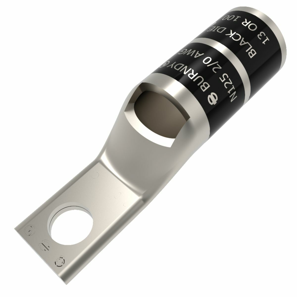 YA26LNT14 1-Hole Compression Lug Inspection Window With Inspection Window, 2/0 AWG Stranded Copper Conductor, Die Code: 13, 1/4 in Stud, Electro-Tin Plated Copper
