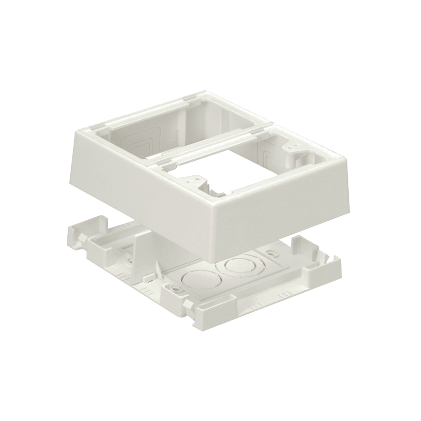 JBP2FSWH 2-Gang 2-Piece Power Rated Outlet Box, 5 in L x 6.14 in W x 1.62 in H, PVC, White