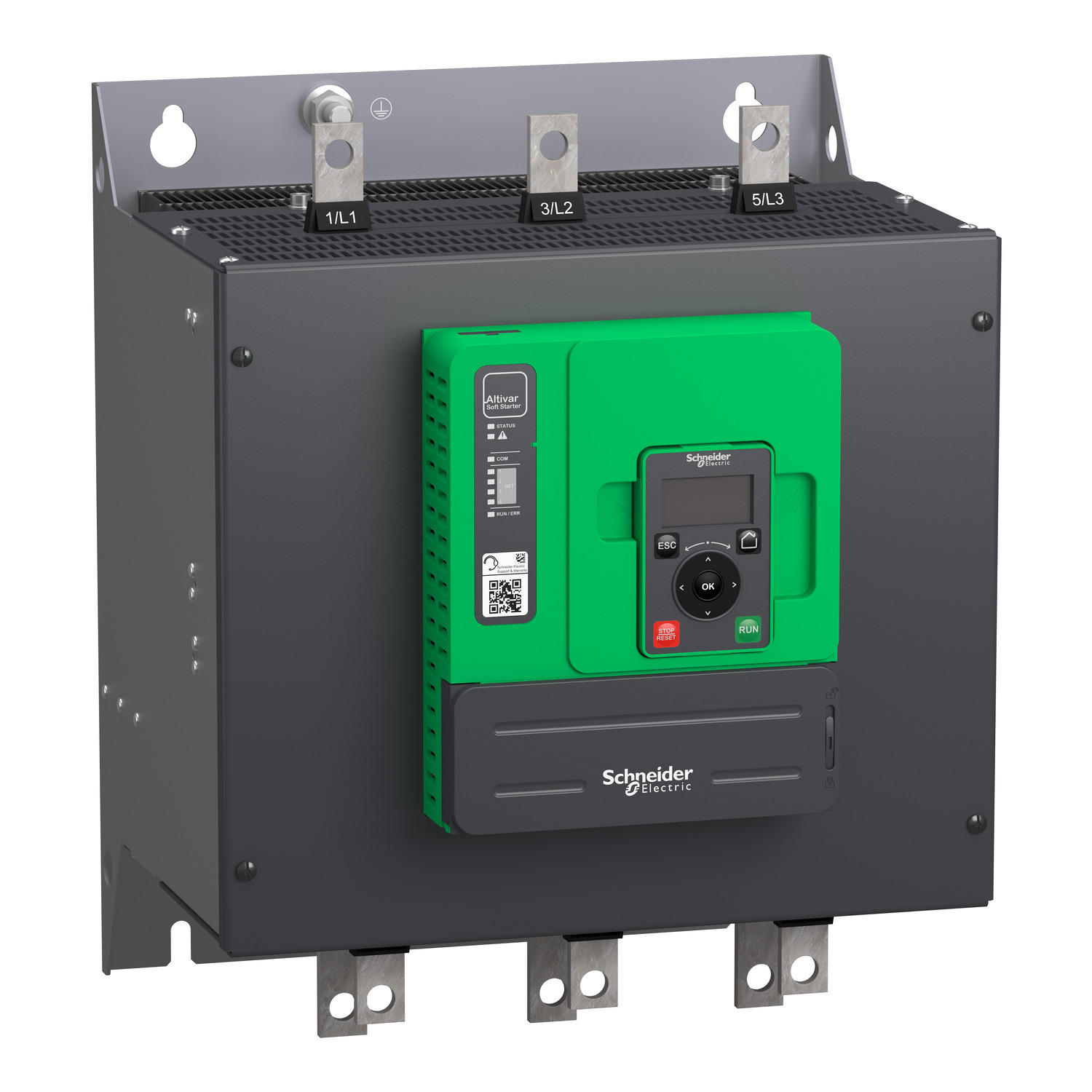 ATS480C25Y ATS480 External Bypass Soft Starter, 110 to 230 VAC V Coil, IP00 Enclosure