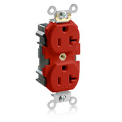 M5362-SR Lev-Lok 1-Phase Duplex Heavy Duty Straight Blade Receptacle, 125 V AC, 20 A, 2 Poles, 3 Wires, Red