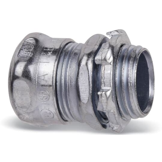 5321 T&B Compression Connector, 1 in Trade, For Use With EMT Conduits, Steel, Chromate Coated/Electro-Zinc Plated