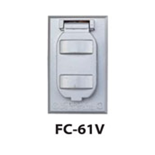 FC-61AV Duplex Receptacle Switch Cover, 4-9/16 in L x 2-13/16 in W, Self-Closing Lid Cover, Die-Cast Metal