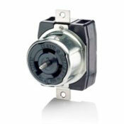CS8169 3-Phase Y California Style Grounding Locking Receptacle, 480 V AC, 50 A, 3 Poles, 4 Wires, Black