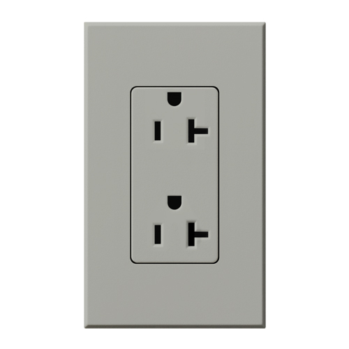 NTR-20-TR-GR Architectural Tamper-Resistant Duplex Receptacle with Wall Plate, 20 Amp, Matte, Gray