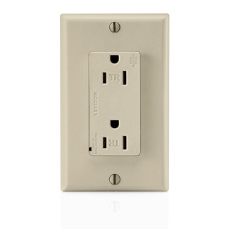 T5280-I 2-Pole 3-Wire Type 3-Duplex Self-Grounding Tamper Resistant Surge Protective Receptacle, 125 V AC, 15 A, 5 kA Short Circuit