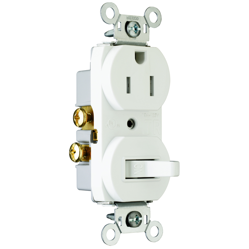 691TRW 15 Amp 120V/125V Combination Single-Pole Toggle Switch and Single Receptacle, White