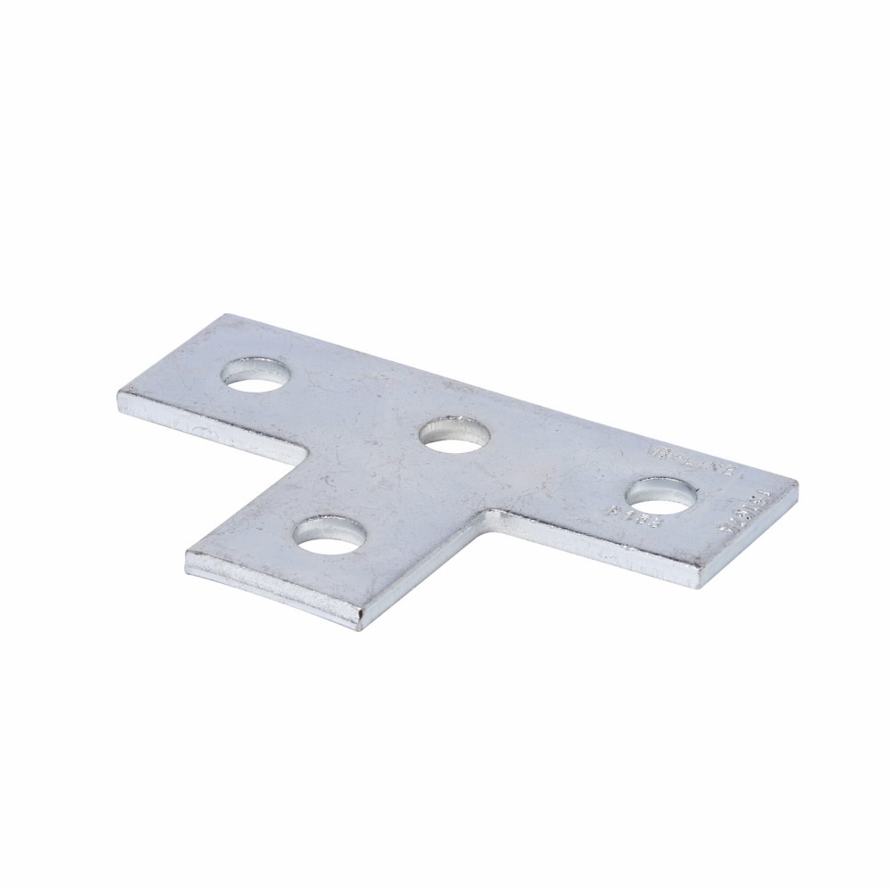B133ZN Flat Tee Plate, 4 Holes, 5-3/8 in L x 3-1/2 in W x 1/4 in THK, Strip Steel