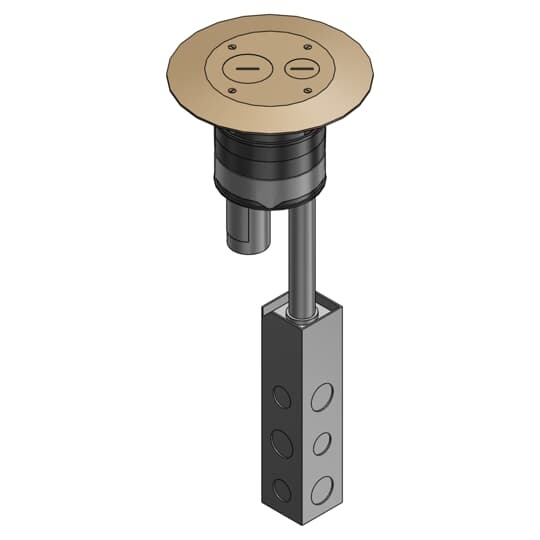 FFPT4-BRS Steel City Poke-Through Base Unit With Cover, 4 in Hole, 7-1/4 in Dia Cover, 27 cu-in, Die Cast Zinc/Steel