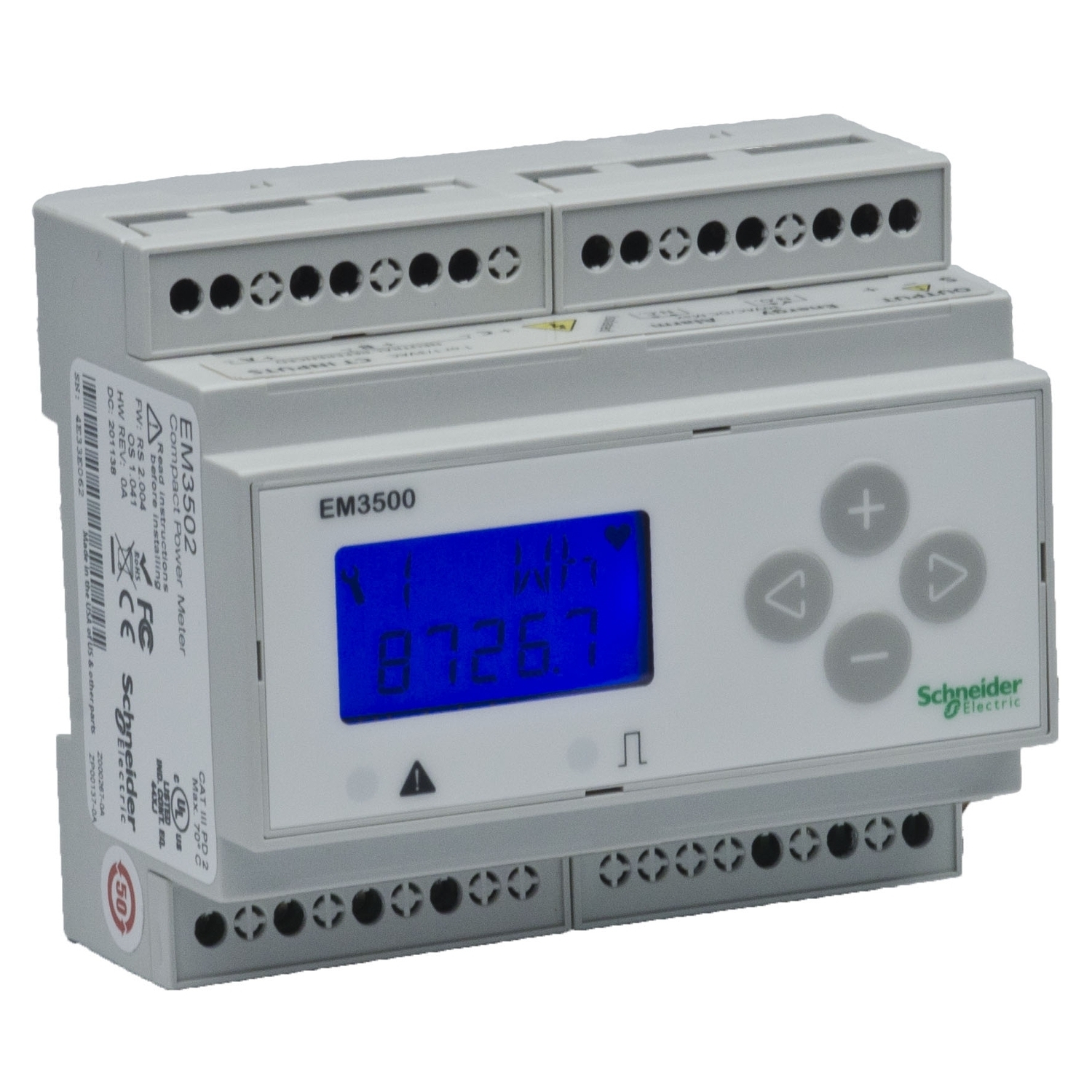 METSEEM3555 Powerlogic EM3500 Energy Meter, 90 to 347 V AC/125 to 300 V DC, 50/60 Hz, 5 VA Power Rating